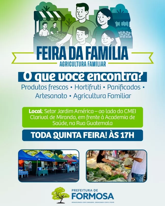 Quinta feira é no Jardim América em Formosa.