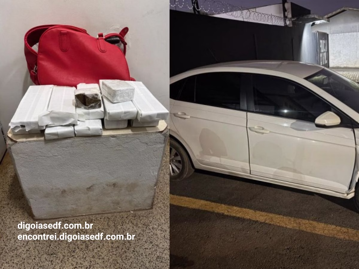 Pacotes de drogas e carro apreendidos na operação da CPE em Formosa.