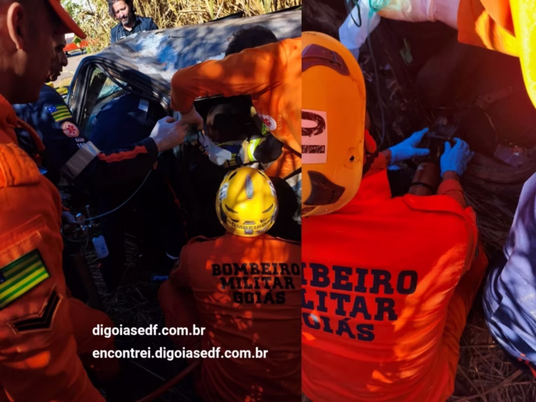 Colisão frontal entre Jeep e VW Gol deixa quatro feridos na GO 430 em Formosa