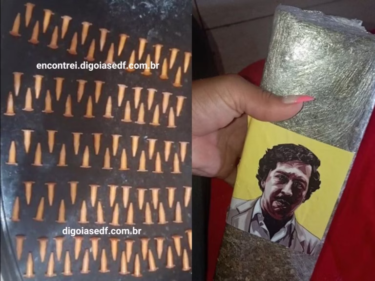 Drogas apreendidas em operação do ministério Público em Formosa e entorno, na imagem tem pinos de cocaína e um pacote de maconha.