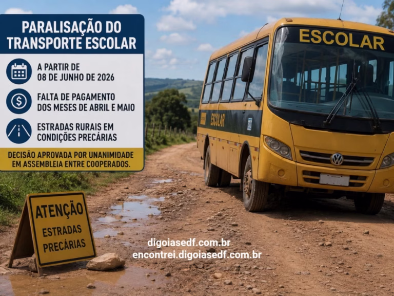 Imagem Ilustrativa gerada por IA ônibus escolar na estrada de chão