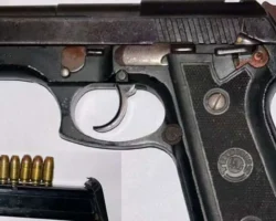 Arma usada no confronto com a CPE em Santa Rosa, apreendida pelos policiais.