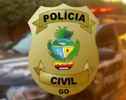 Escudo da Polícia Civil com uma viatura ao fundo, alusiva ao crime em conveniência em Formosa.