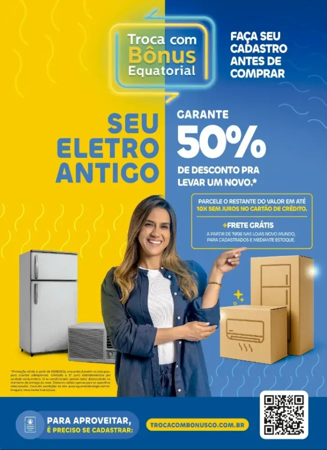 Equatorial Goiás. Cartaz da promoção troca com Bônus, da Equatorial Goiás.