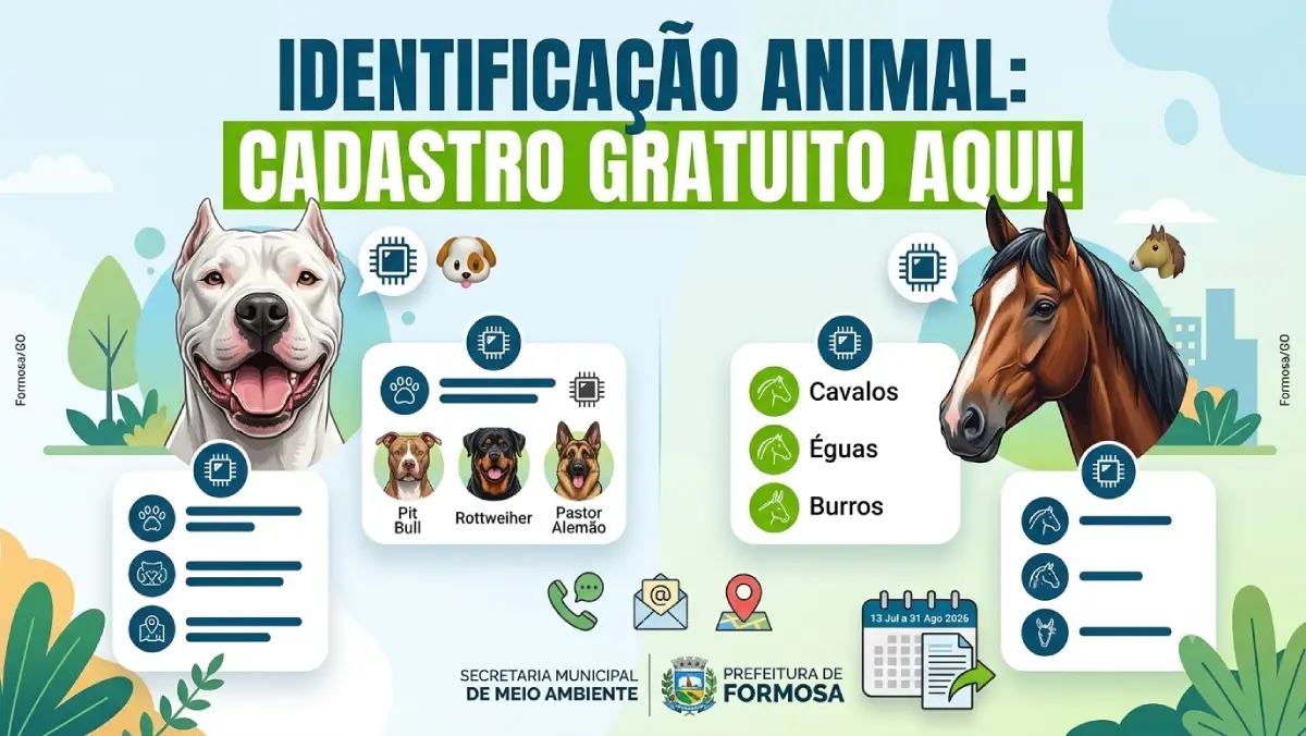 microchipagem de animais, cadastro gratuito em Formosa, iniciativa da Prefeitura de Formosa.