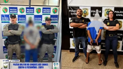 Homens presos pela polícia militar e polícia civil, os dois são acusados de roubo.