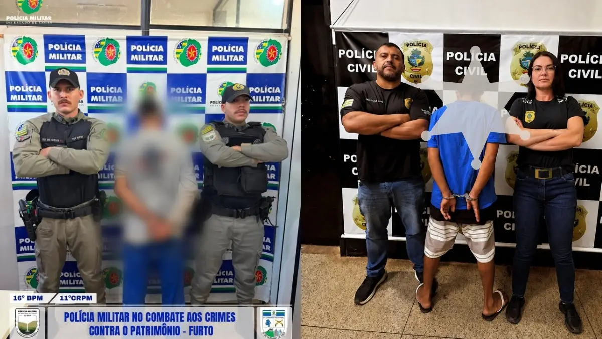 Homens presos pela polícia militar e polícia civil, os dois são acusados de roubo.