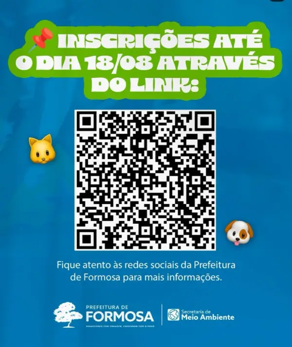 Castração. Neste QR Code você pode fazer a inscrição.