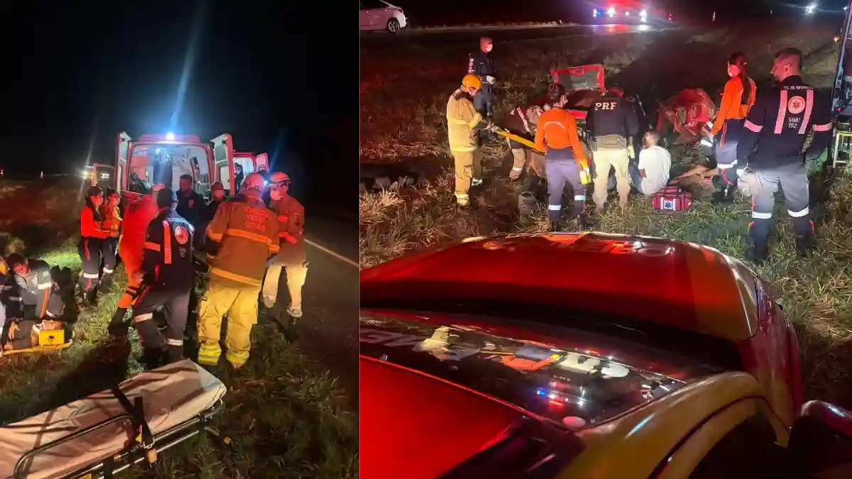 Três pessoas estavam no Fiat Palio, após sinistro na BR-020 proximona Formosa. 