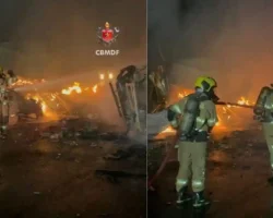 Colisão entre dois caminhões deixa dois mortos no Engenho das Lajes.