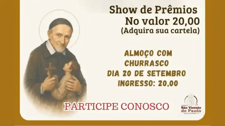 Festa de São Vicente de Paulo começa hoje com novenas, barraquinhas e uma programação especial entre 18 e 27 de setembro