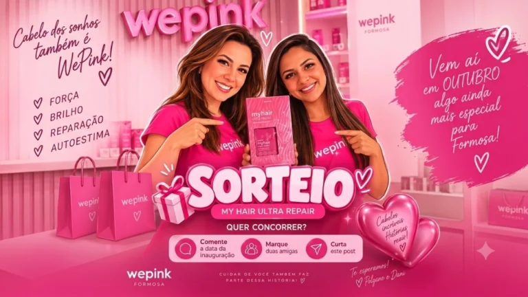 WePink Centro Formosa anuncia sorteio e revelação da data de inauguração