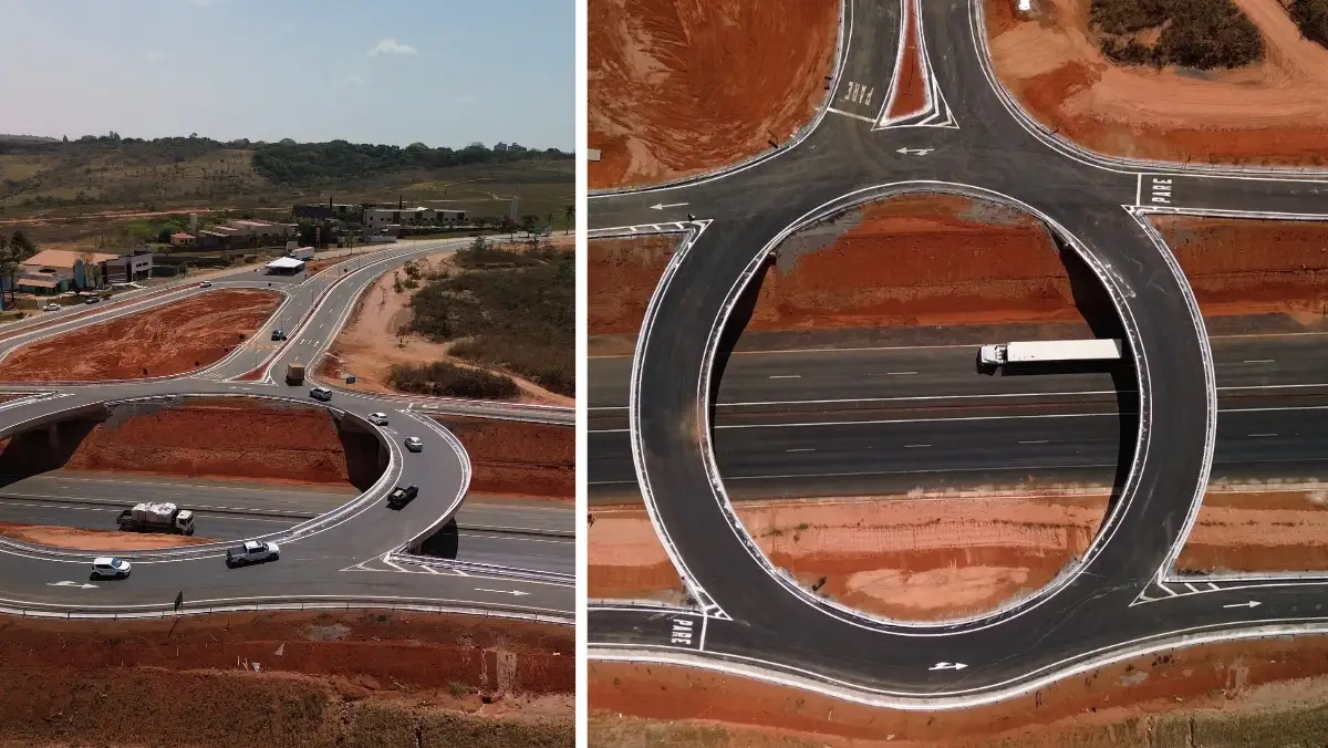 Imagens aéreas do viaduto da BR-020,  entrada e saída Sul de Formosa.