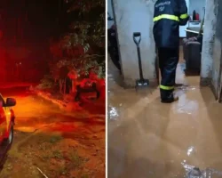 Alagamento em residência em Formosa após chuva forte no Parque São Francisco.