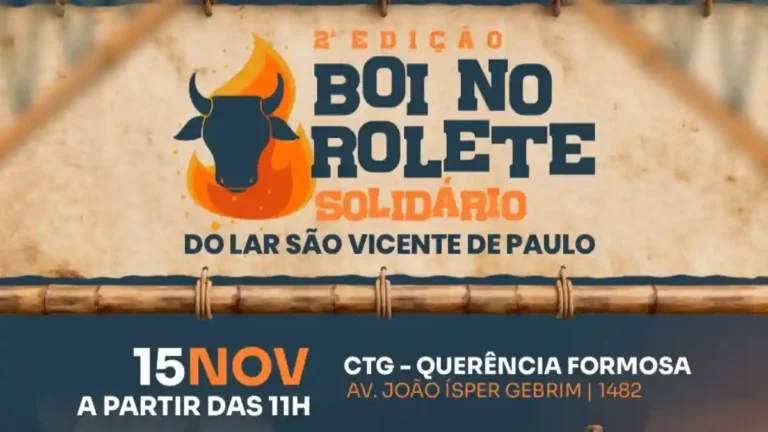 Boi no Rolete Solidário em Formosa será realizado no CTG Querência em benefício do Lar São Vicente de Paulo