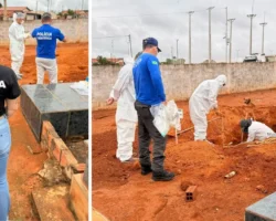 Exumação de cadáver em Cabeceiras com participação da Polícia Civil de Goiás.