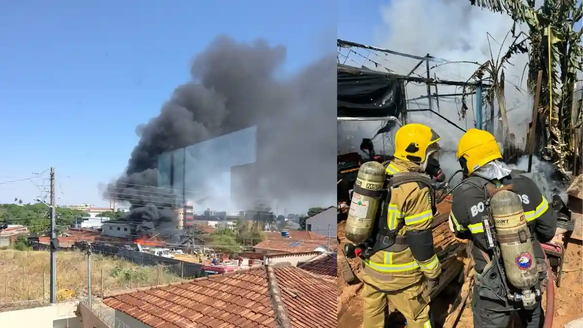 Corpo de Bombeiros mobilizou cinco viaturas e 10 militares para combater as chamas no bairro Formosinha. Ninguém ficou ferido.