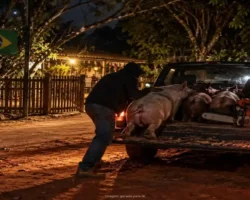 Furto em propriedade rural de Formosa com quatro suínos e equipamentos levados.