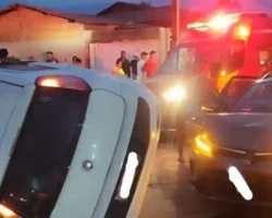 Colisão entre carros no Jardim Califórnia em Formosa deixa quatro pessoas feridas.