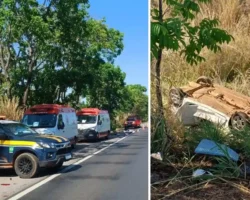 Acidente na BR-020 em Formosa deixa duas pessoas mortas após carro sair da pista.