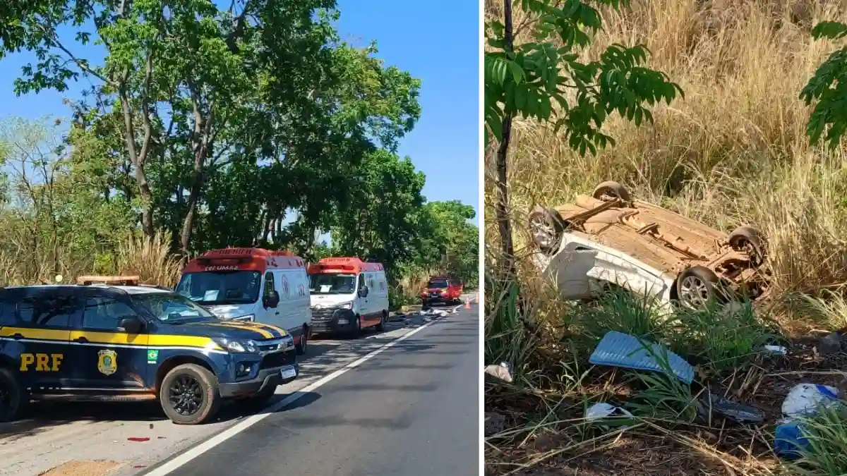 Acidente na BR-020 em Formosa deixa duas pessoas mortas após carro sair da pista.