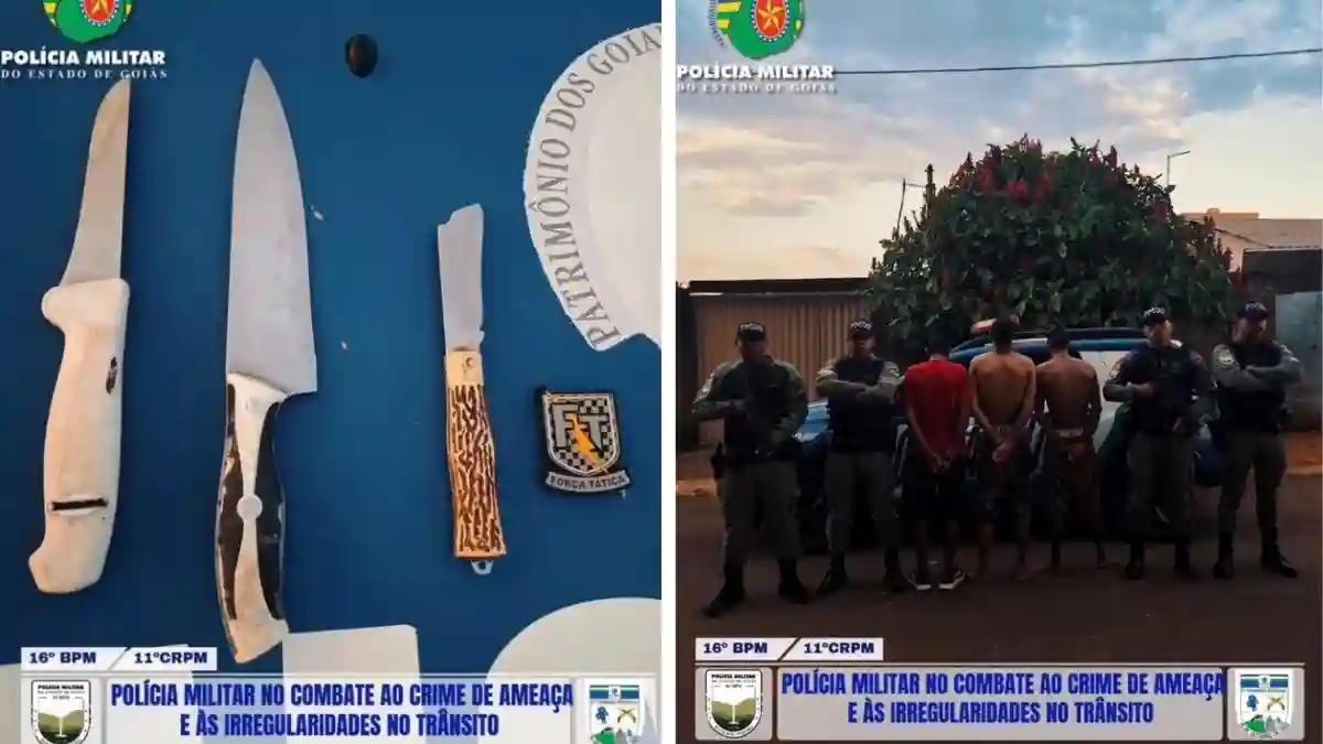 Ameaça de morte em Formosa com apreensão de facas pela Polícia Militar.