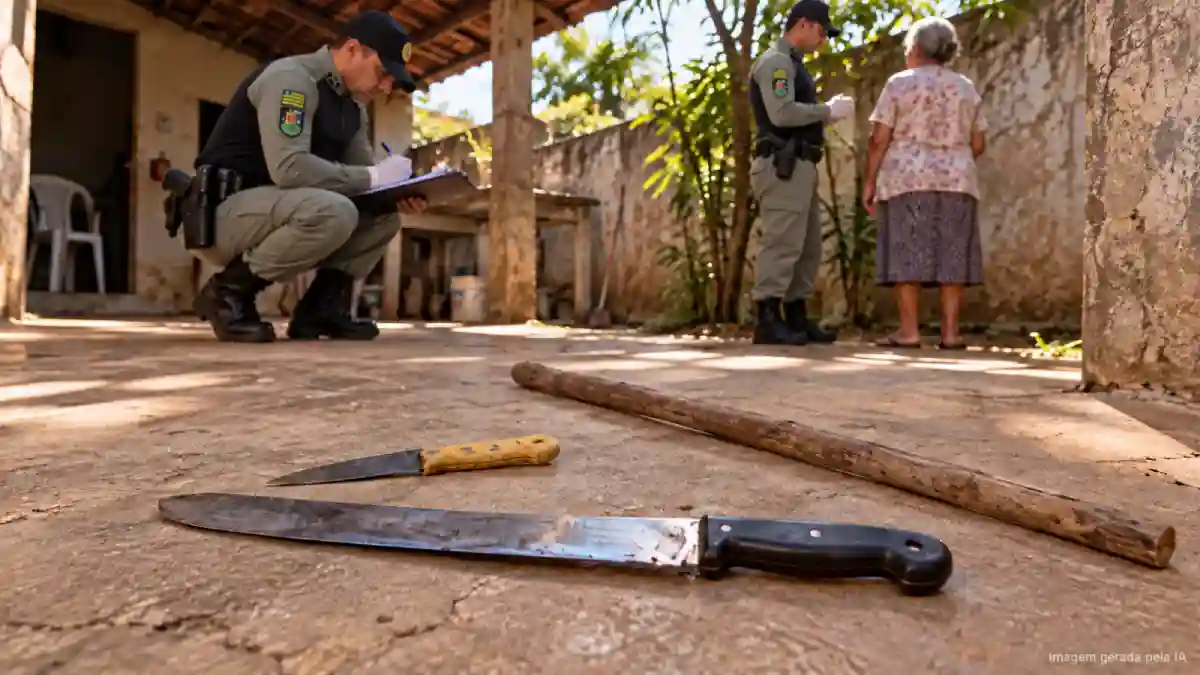 Flores de Goiás, Polícia Militar, ocorrência policial, herança, agressão, facão, Entorno do DF, segurança pública.