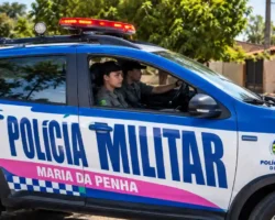Viatura da Polícia Militar de Goiás da Patrulha Maria da Penha em imagem ilustrativa sobre violência doméstica em Formosa.
