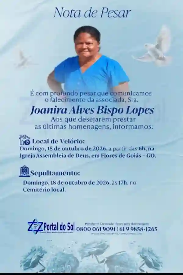 Velório e sepultamento de Joanira Alves Bispo Lopes em Flores de Goiás. 